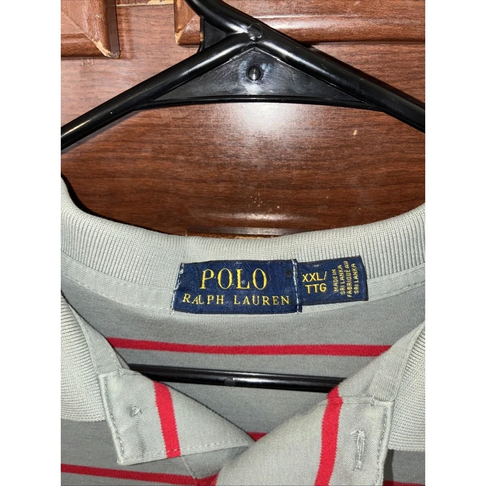 polo ralph lauren XXL shirt gray and red stripe red horse Golf